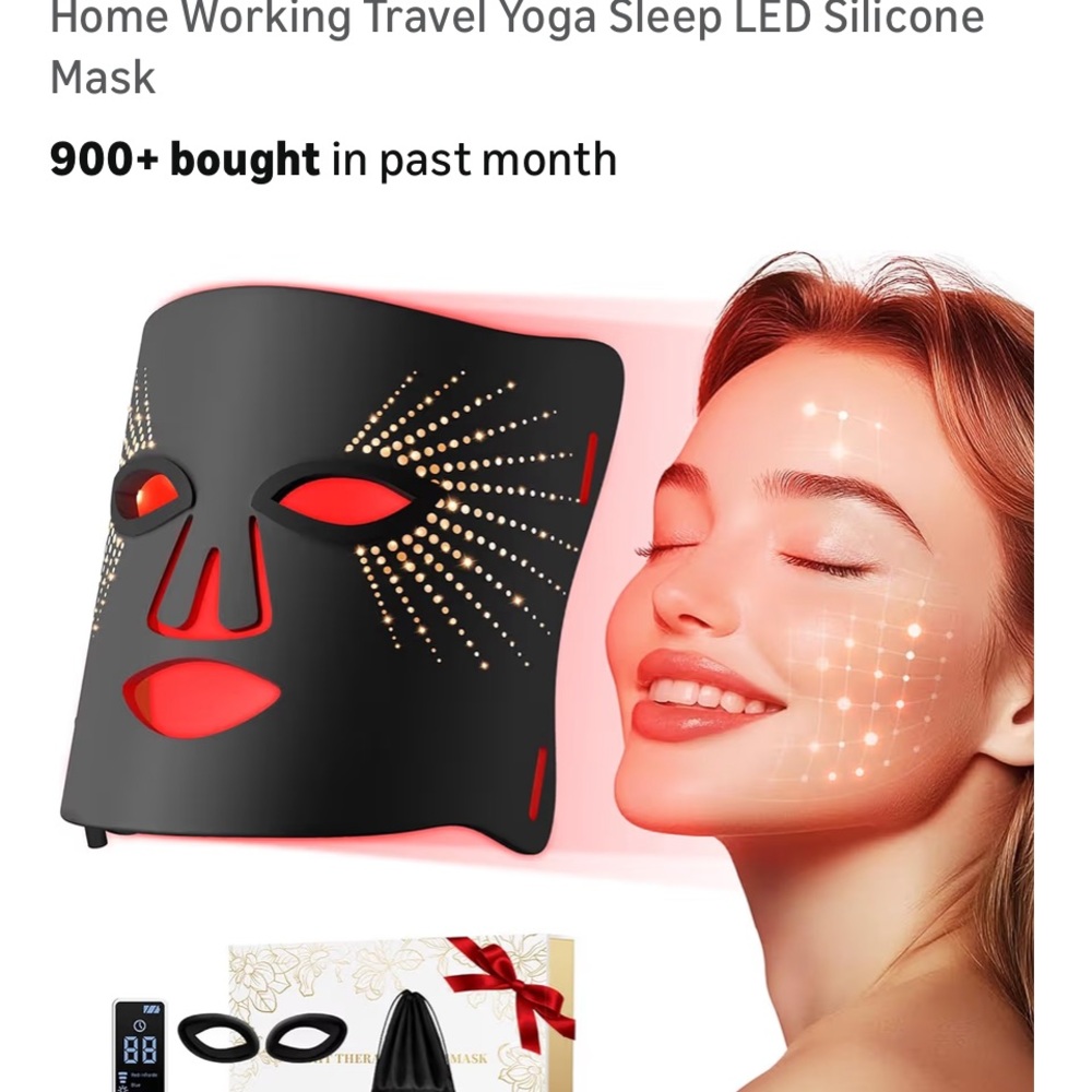 LED Silicone Face Mask - Black and Red